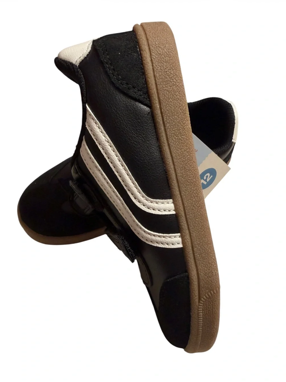 Cat & Jack Dakota Black and White Kids Sneakers Velcro NWT Size 12